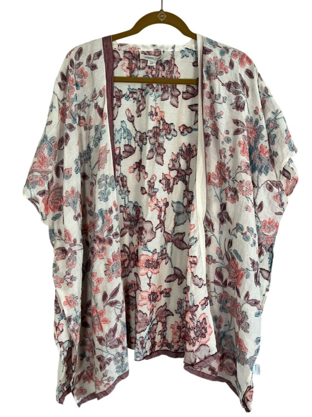 Coldwater‎ Creek Colorful Floral Kimono OS Boho Indie Folk Embroidery